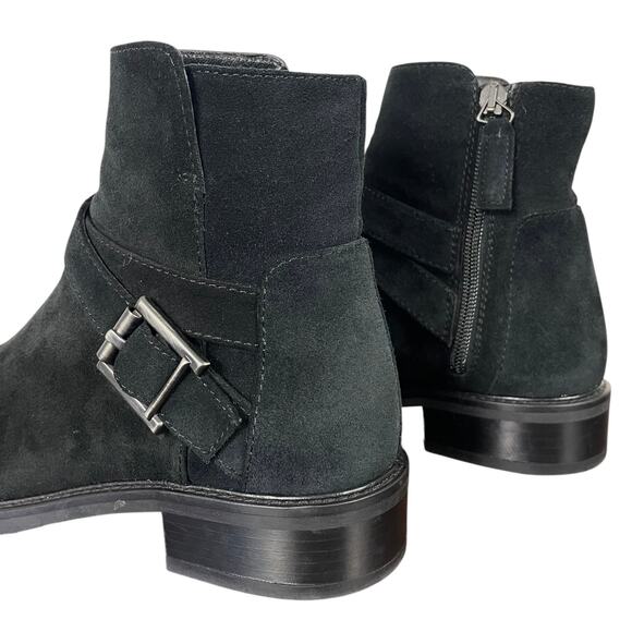 Aquatalia Bree Suede Ankle Boots Black Women’s 8 Side Zip Moto Dark Academia - Picture 6 of 11